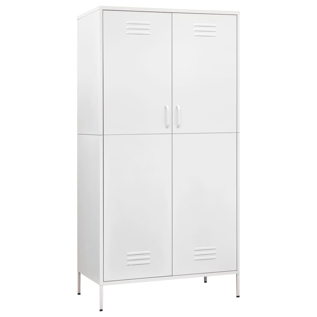 vidaXL Wardrobe | White | Steel | Medium |  Height-Adjustable Shelves 2