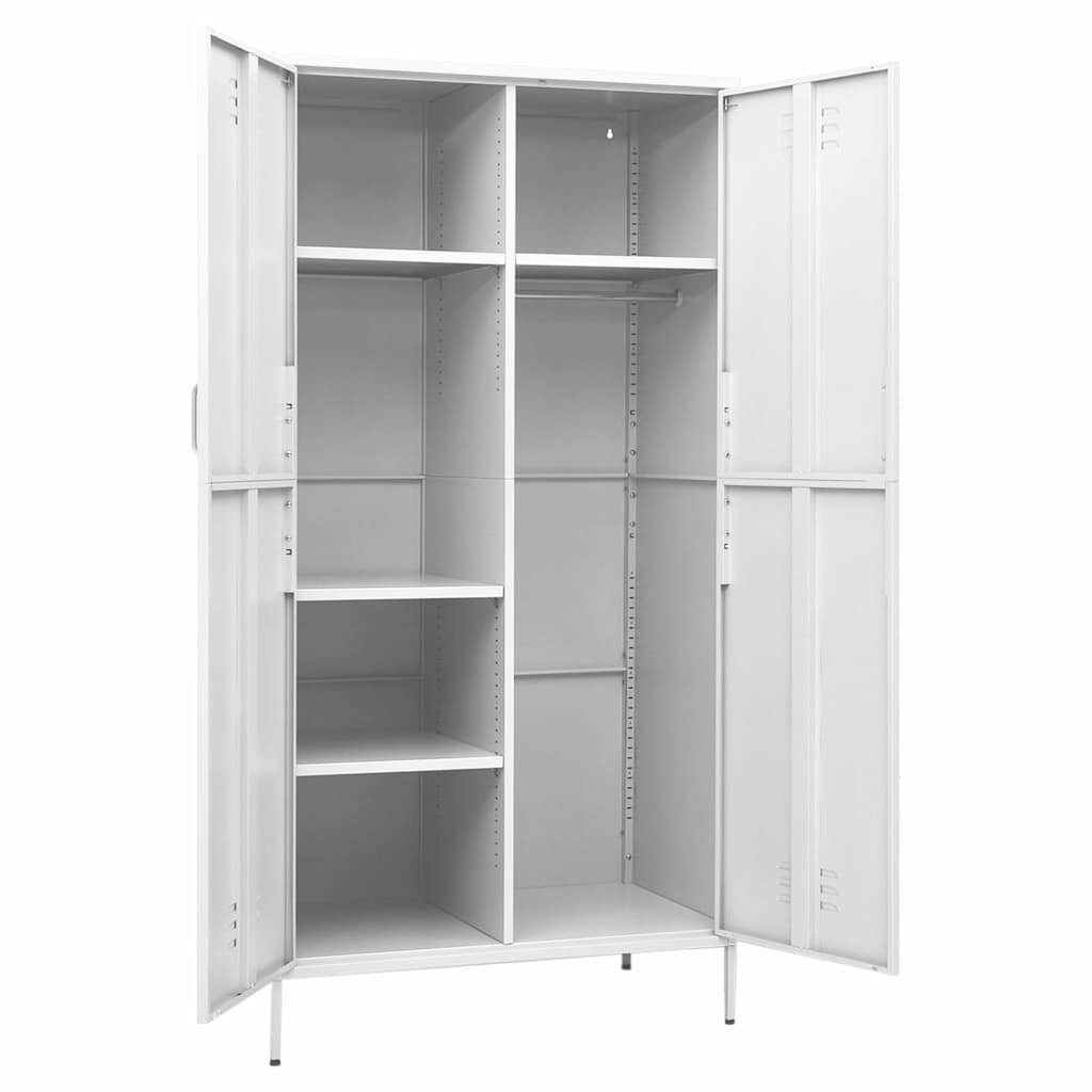 vidaXL Wardrobe | White | Steel | Medium |  Height-Adjustable Shelves 6