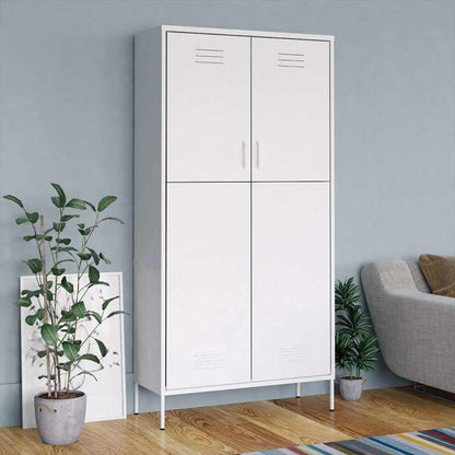 vidaXL Wardrobe | White | Steel | Medium |  Height-Adjustable Shelves 1