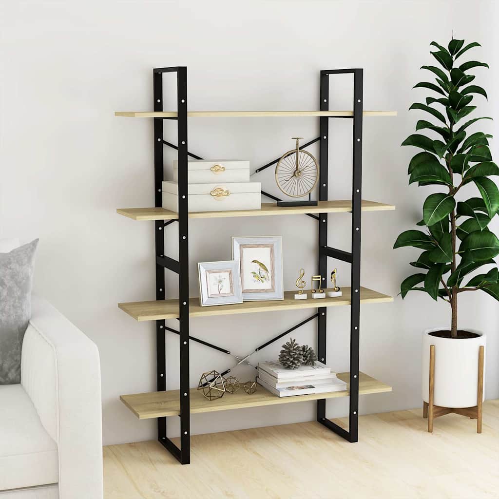 vidaXL Book Cabinet | Sonoma Oak | Engineered wood and metal | 100x30x140 cm 3