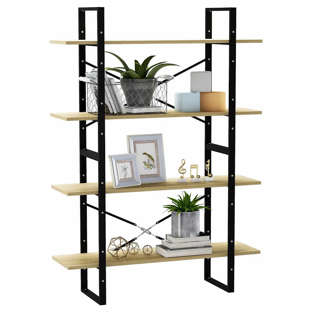 vidaXL Book Cabinet | Sonoma Oak | Engineered wood and metal | 100x30x140 cm 4
