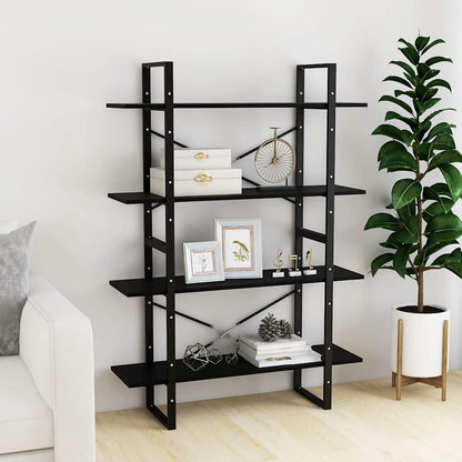 vidaXL 4-Tier Book Cabinet Black 100x30x140 cm Solid Pine Wood 3