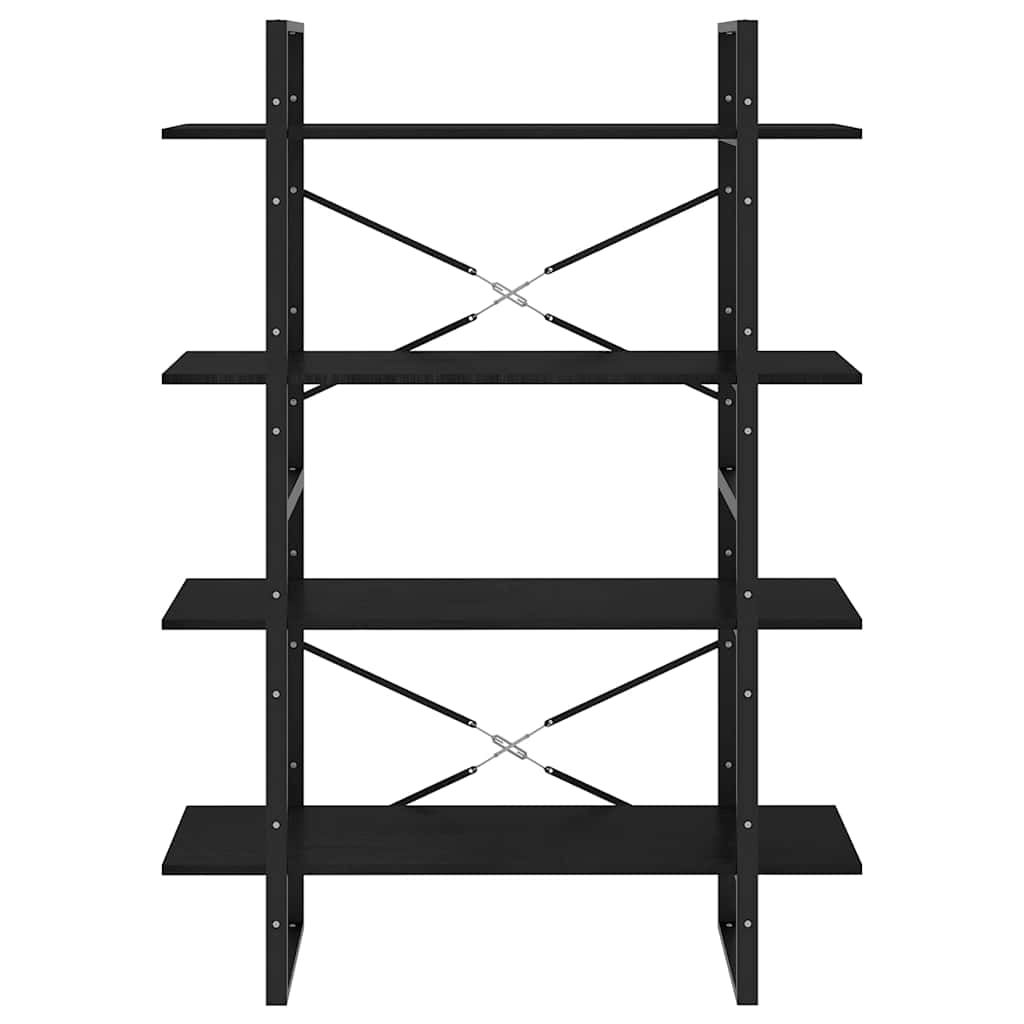 vidaXL 4-Tier Book Cabinet Black 100x30x140 cm Solid Pine Wood 5