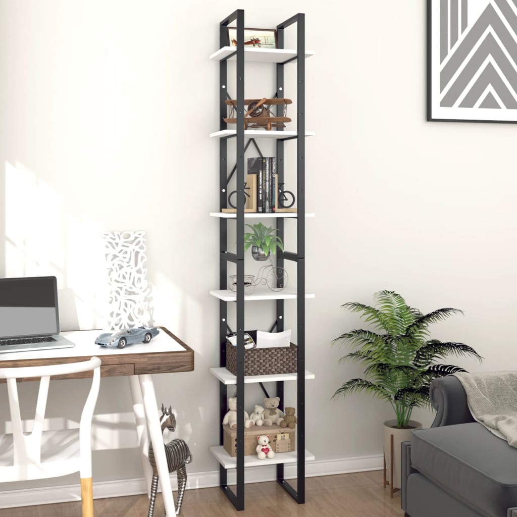 vidaXL Book Cabinet | White | Engineered wood, metal | Extra tall and narrow 3