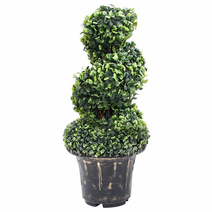 vidaXL Artificial Boxwood Spiral Plant with Pot Green 59 cm 1