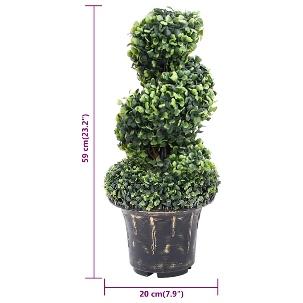 vidaXL Artificial Boxwood Spiral Plant with Pot Green 59 cm 5