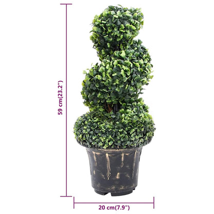 vidaXL Artificial Boxwood Spiral Plant with Pot Green 59 cm 5