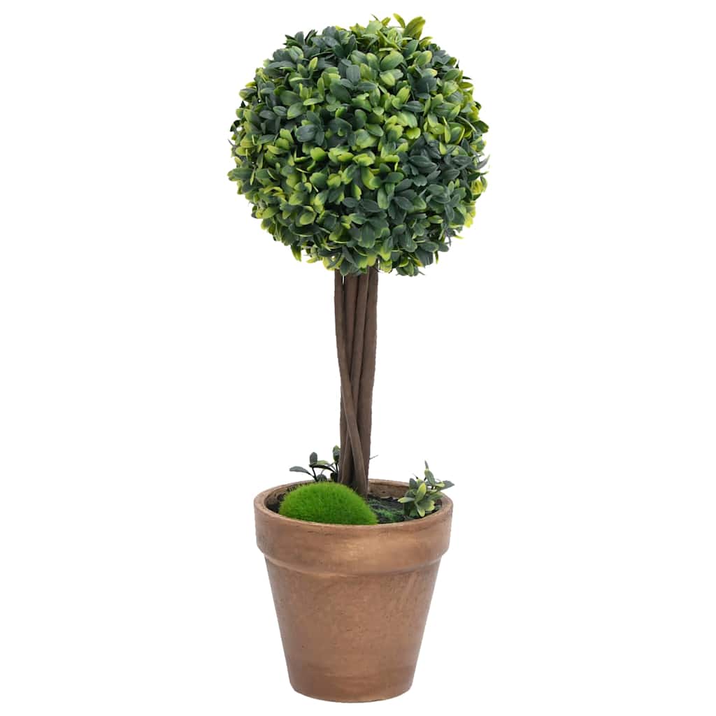vidaXL Artificial Boxwood Plants 2 pcs Pots Ball Shaped Green 41 cm 2
