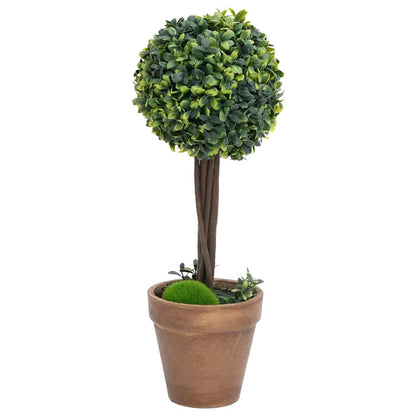 vidaXL Artificial Boxwood Plants 2 pcs Pots Ball Shaped Green 41 cm 2
