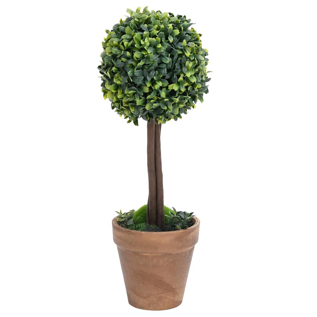 vidaXL Artificial Boxwood Plants 2 pcs Pots Ball Shaped Green 41 cm 3
