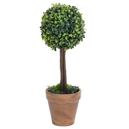 vidaXL Artificial Boxwood Plants 2 pcs Pots Ball Shaped Green 41 cm 3