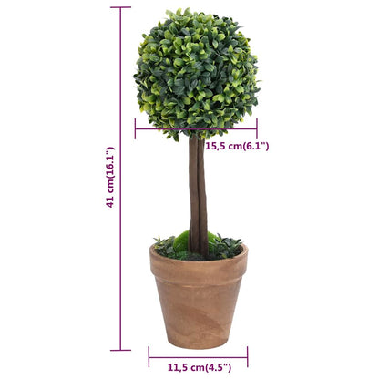 vidaXL Artificial Boxwood Plants 2 pcs Pots Ball Shaped Green 41 cm 6