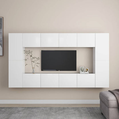 8 Piece TV Cabinet Set Engineered Wood Width 80 cm White