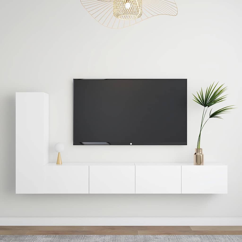 TV Cabinet Set Engineered Wood Width 100 cm White 3