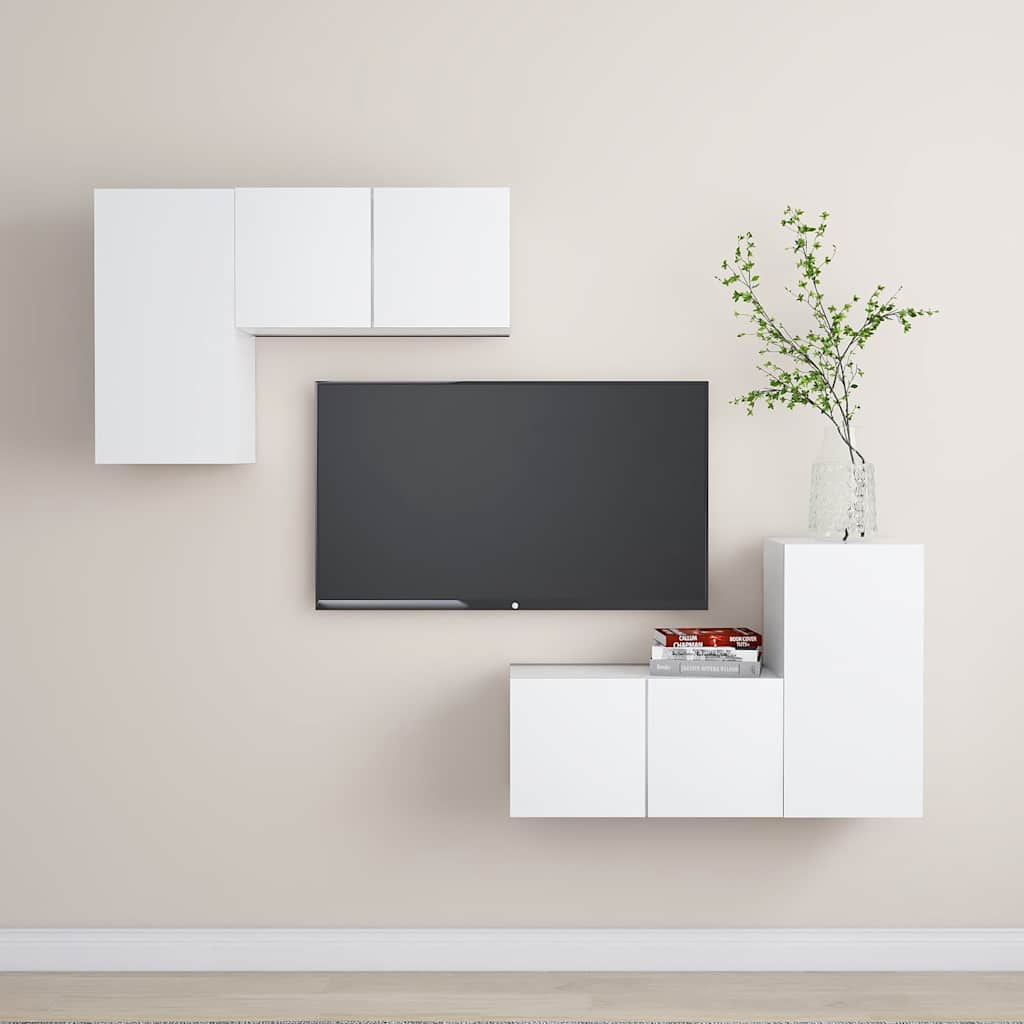 4 Piece TV Cabinet Set Engineered Wood Width 60 cm White