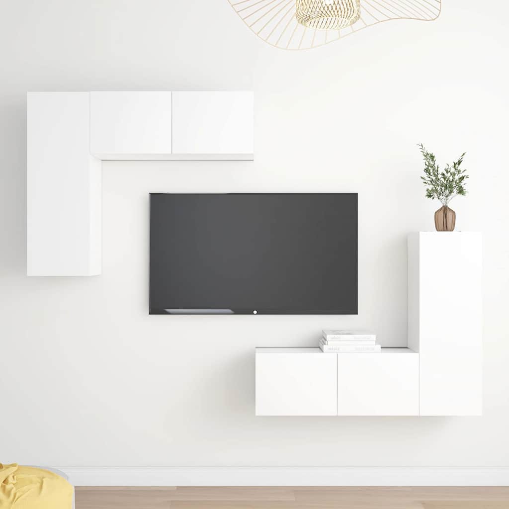 4 Piece TV Cabinet Set Engineered Wood Width 80 cm White