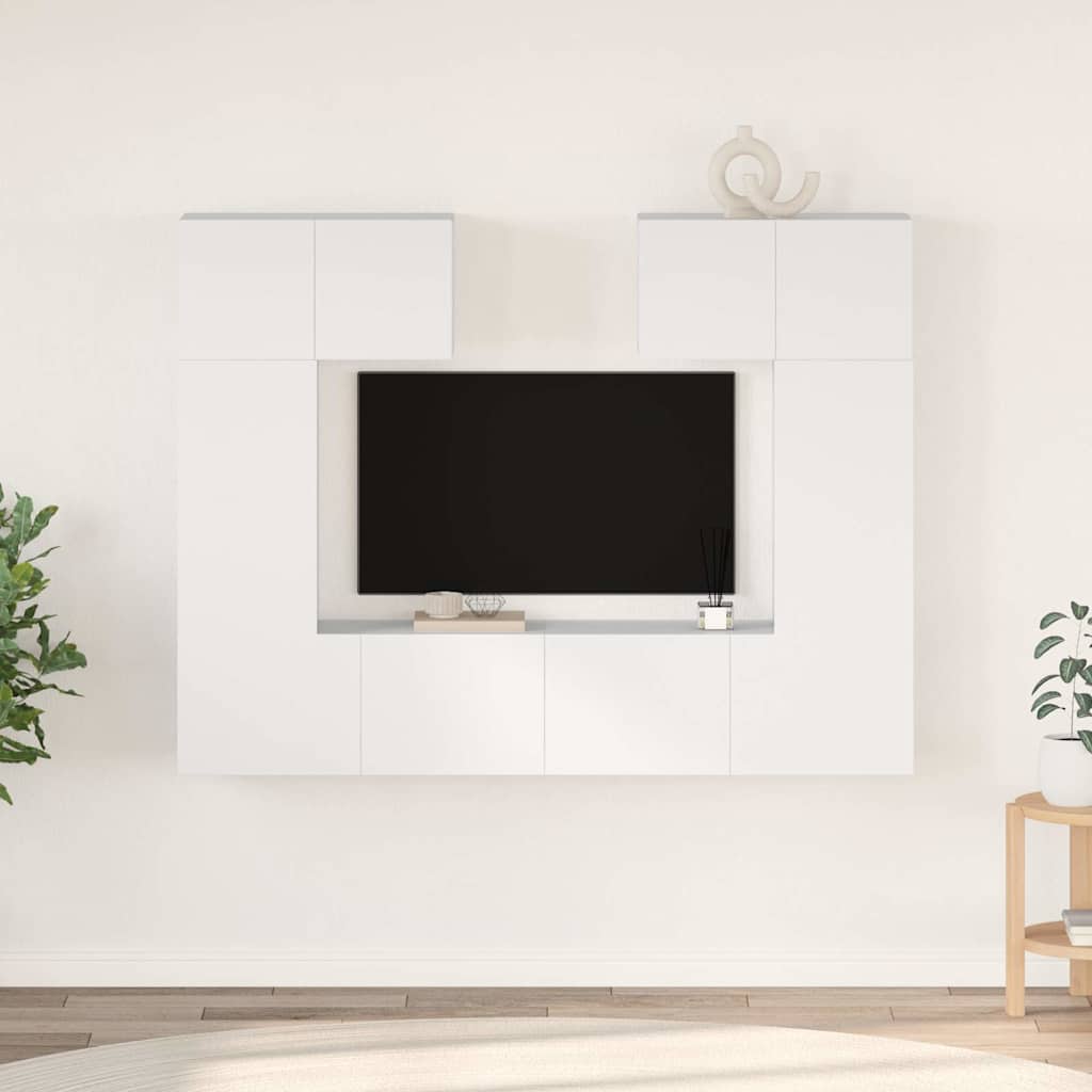 6 Piece TV Cabinet Set Engineered Wood Height 60 cm White
