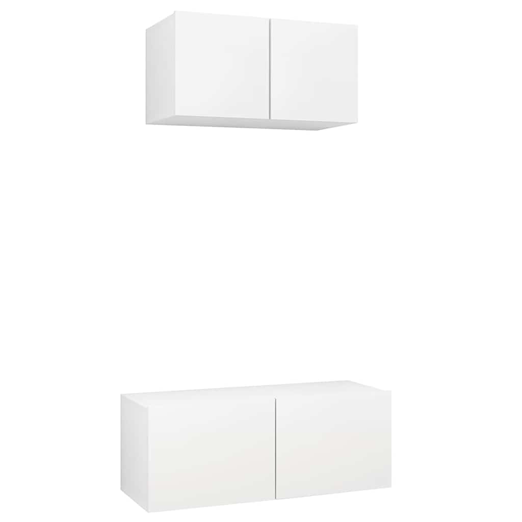 vidaXL 2 Piece TV Cabinet Set White Engineered Wood 2