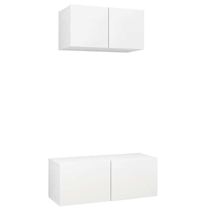 vidaXL 2 Piece TV Cabinet Set White Engineered Wood 2