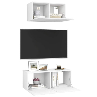 vidaXL 2 Piece TV Cabinet Set White Engineered Wood 5