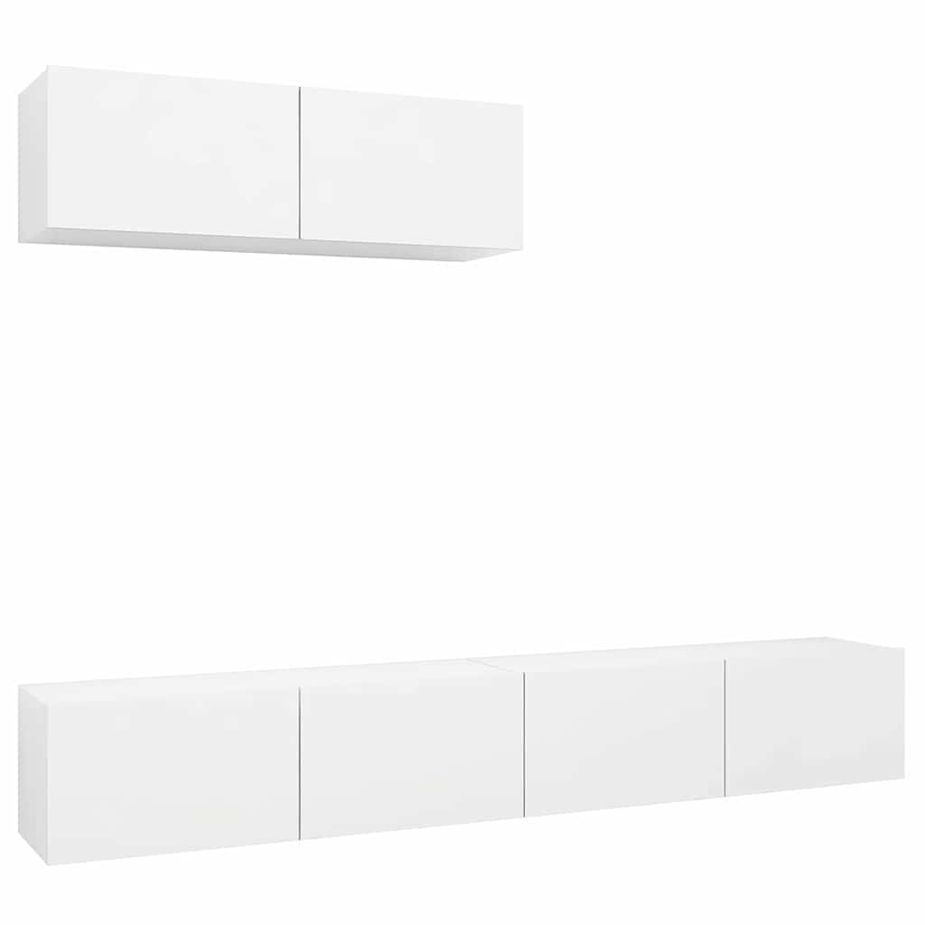 3 Piece TV Cabinet Set Engineered Wood Width 100 cm White