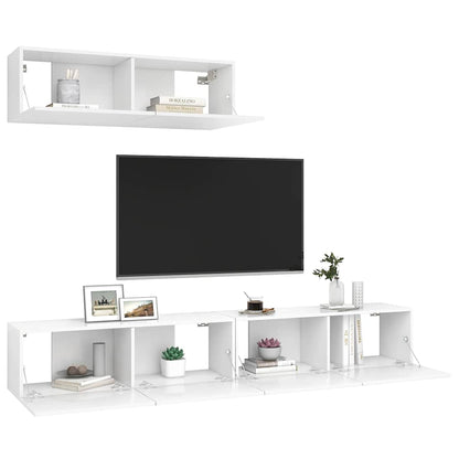 3 Piece TV Cabinet Set Engineered Wood Width 100 cm White