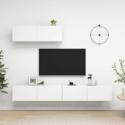 3 Piece TV Cabinet Set Engineered Wood Width 100 cm White