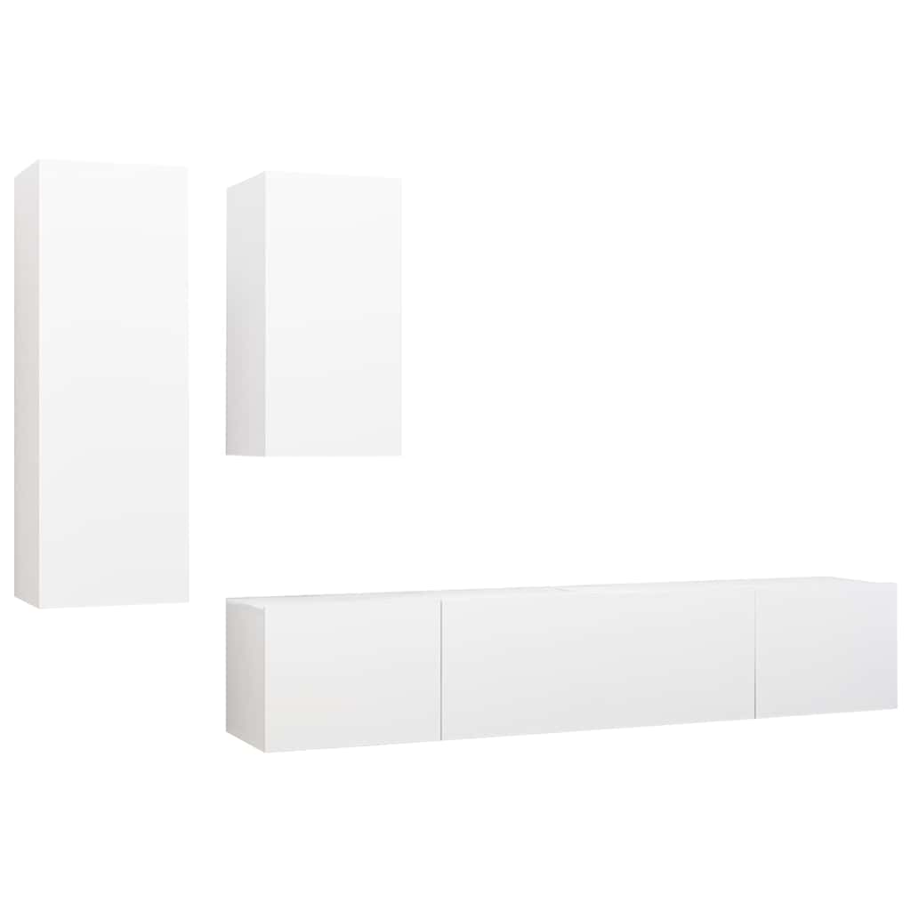 4 Piece TV Cabinet Set Engineered Wood Width 80 cm White
