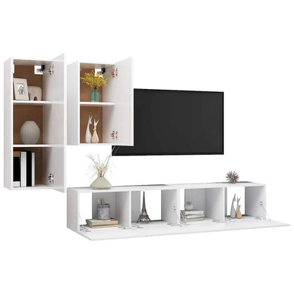 4 Piece TV Cabinet Set Engineered Wood Width 80 cm White