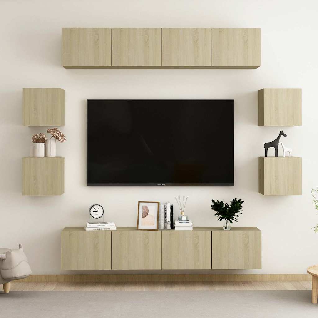 8 Piece TV Cabinet Set Engineered Wood Width 160 cm Sonoma oak