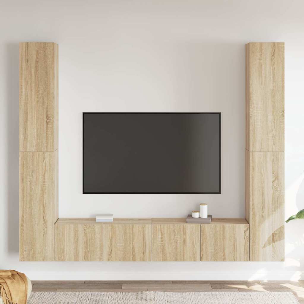 6 Piece TV Cabinet Set Engineered Wood Height 90 cm Sonoma oak