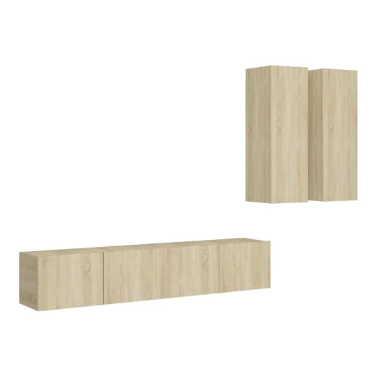 4 Piece TV Cabinet Set Engineered Wood Width 80 cm Sonoma oak