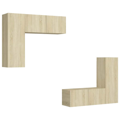4 Piece TV Cabinet Set Engineered Wood Width 80 cm Sonoma oak
