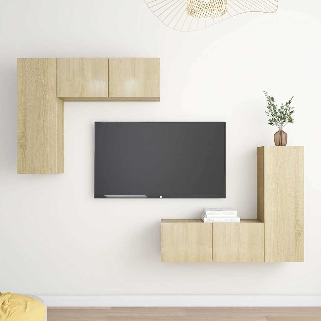 4 Piece TV Cabinet Set Engineered Wood Width 80 cm Sonoma oak