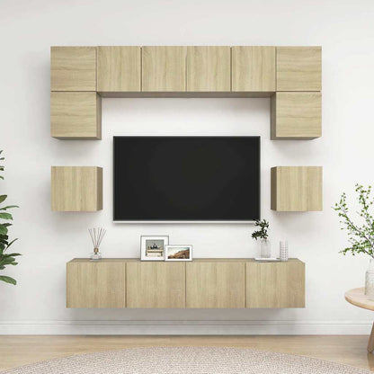 8 Piece TV Cabinet Set Engineered Wood Width 80 cm Sonoma oak