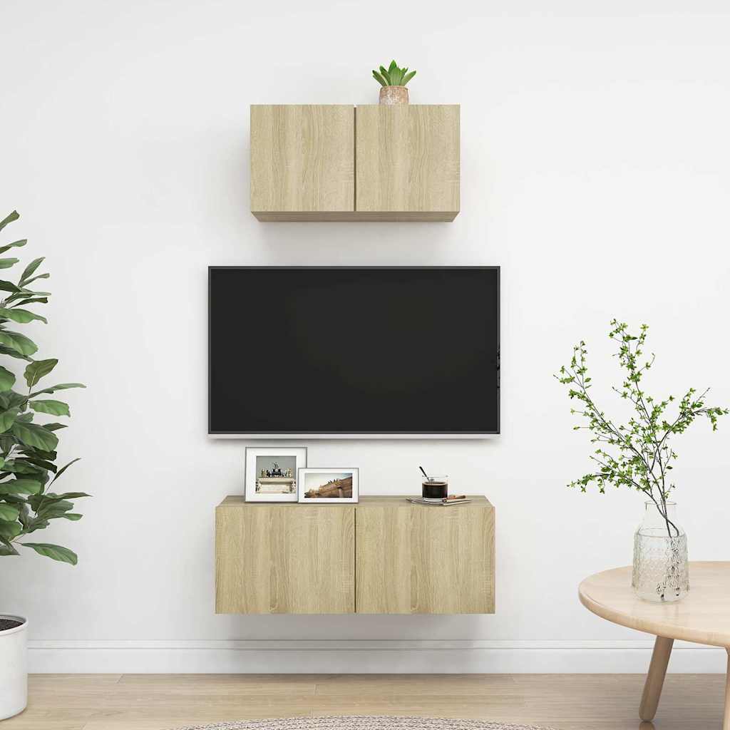 vidaXL 2 Piece TV Cabinet Set Engineered Wood Width 60/80 cm