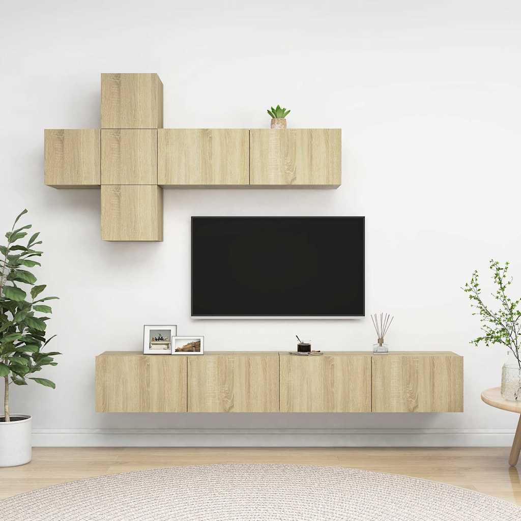 7 Piece TV Cabinet Set Engineered Wood Width 100 cm Sonoma oak