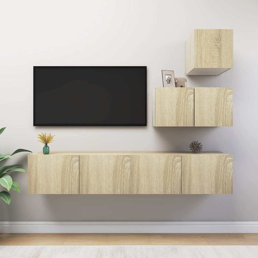4 Piece TV Cabinet Set Engineered Wood Width 60/80 cm Sonoma oak