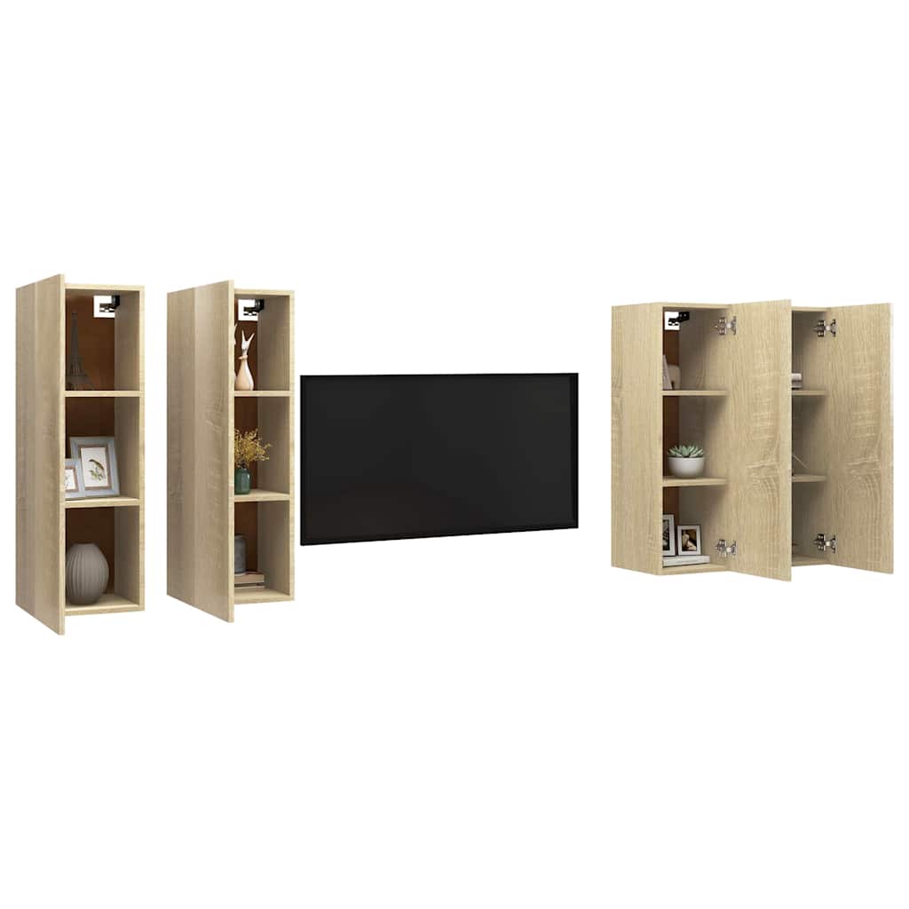 4 Piece TV Cabinet Set 30.5x30x90 cm Engineered Wood Sonoma oak