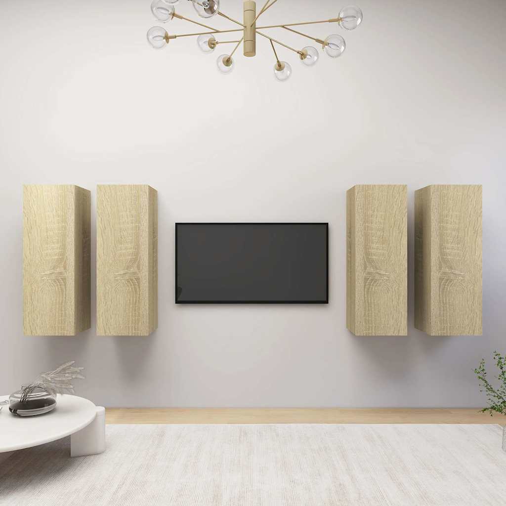 4 Piece TV Cabinet Set 30.5x30x90 cm Engineered Wood Sonoma oak