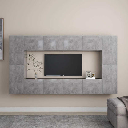 8 Piece TV Cabinet Set Engineered Wood Width 80 cm Concrete grey