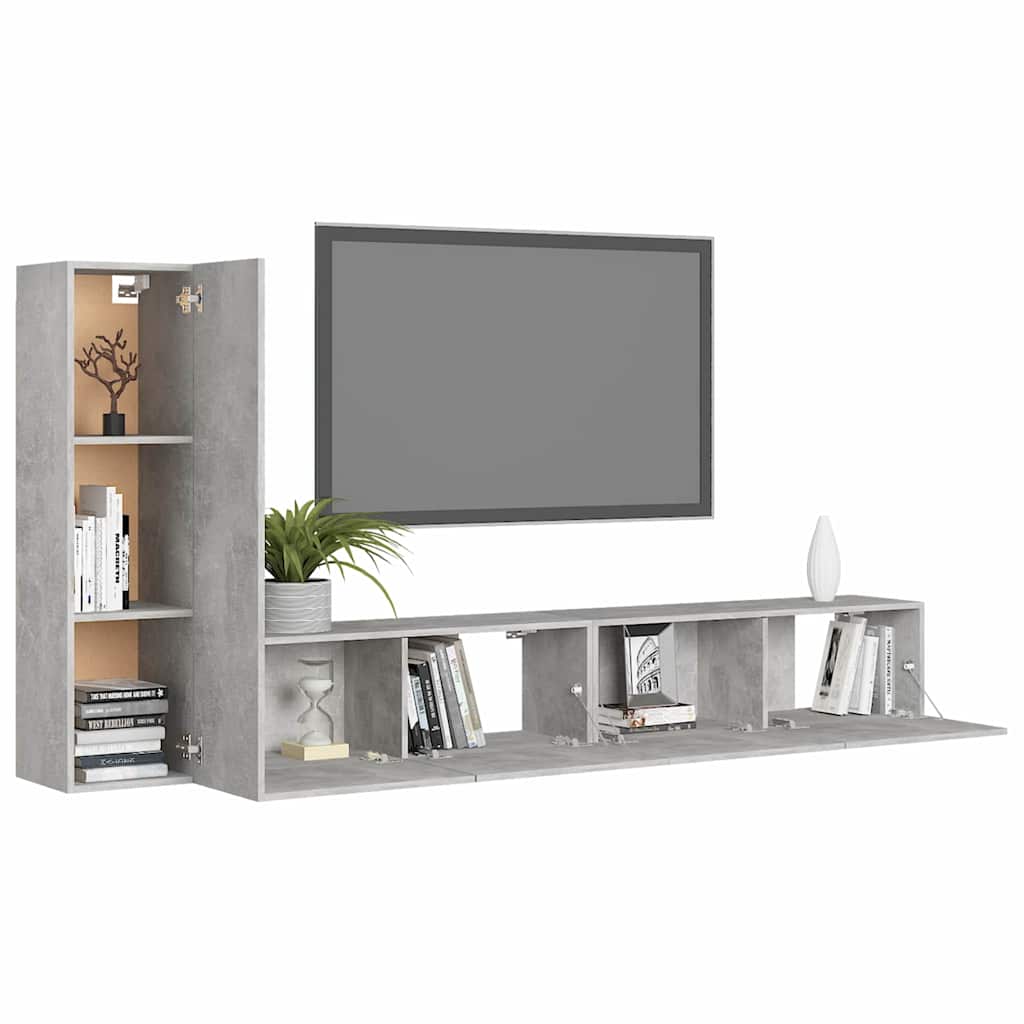 TV Cabinet Set Engineered Wood Width 100 cm Concrete grey 3