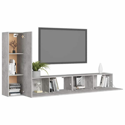 TV Cabinet Set Engineered Wood Width 100 cm Concrete grey 3