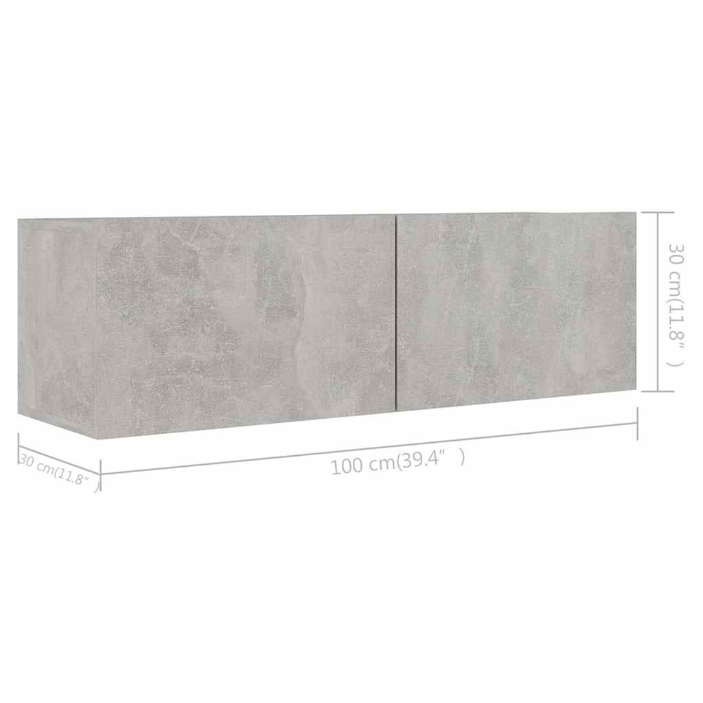 TV Cabinet Set Engineered Wood Width 100 cm Concrete grey 3