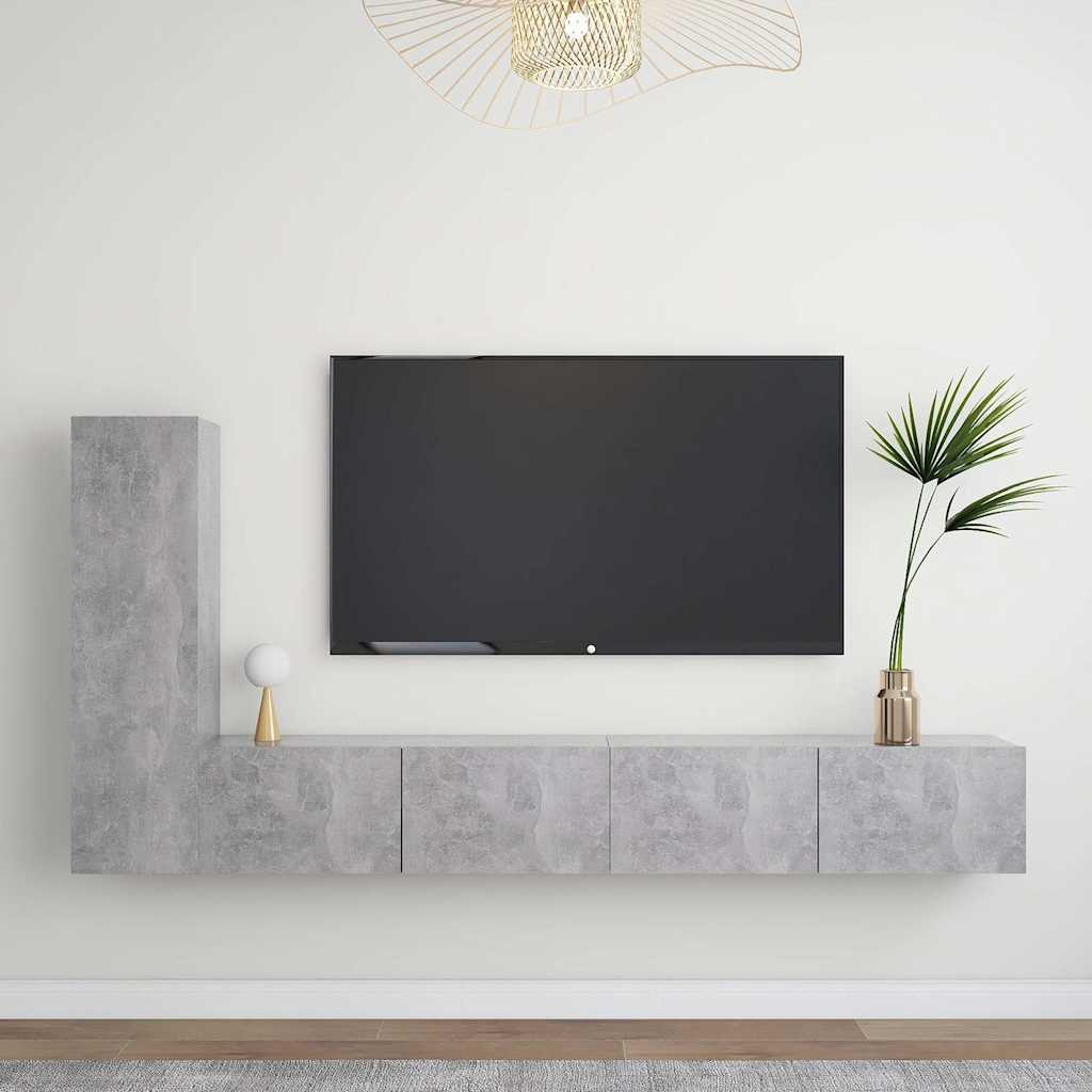 TV Cabinet Set Engineered Wood Width 100 cm Concrete grey 3