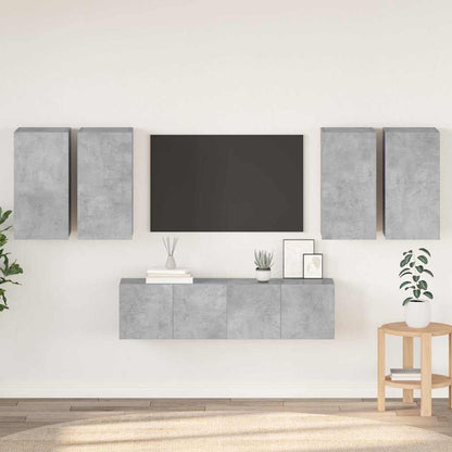 6 Piece TV Cabinet Set Engineered Wood Height 60 cm Concrete grey