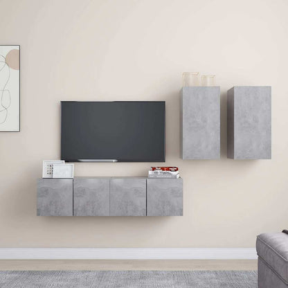 4 Piece TV Cabinet Set Engineered Wood Width 60 cm Concrete grey