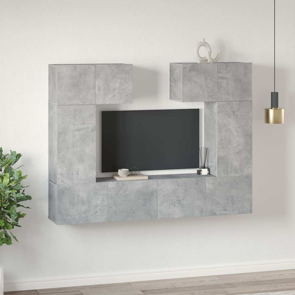 6 Piece TV Cabinet Set Engineered Wood Height 60 cm Concrete grey