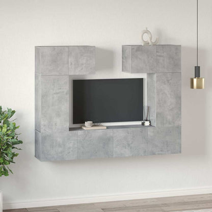 6 Piece TV Cabinet Set Engineered Wood Height 60 cm Concrete grey