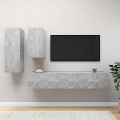 4 Piece TV Cabinet Set Engineered Wood Width 80 cm Concrete grey